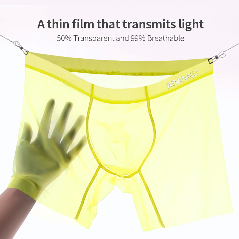 1/3PCS ADANNU Eis Seide Transparent Boxer Für Männer Durchsichtig Männliche Unterhose Nahtlose Unterwäsche Ultra-dünne Boxer shorts
