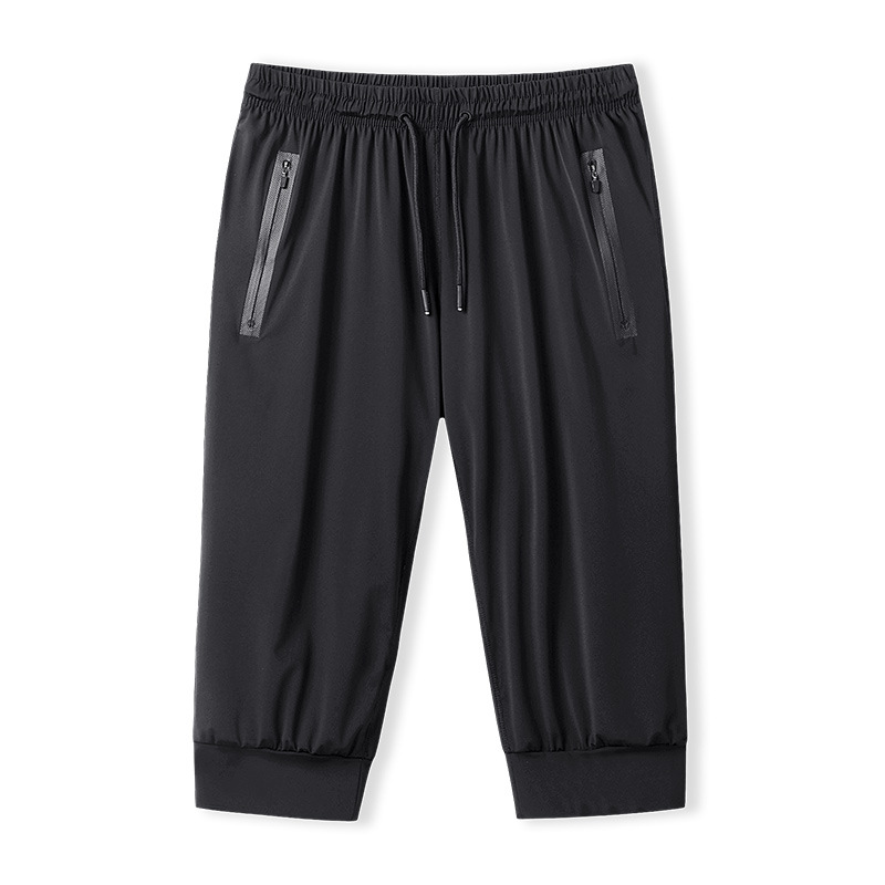 Lange Länge, große Größe, Herren-Shorts, dreiviertel, elastische Taille, Bermuda, männlich, Netzstoff, 3/4 Plus, große Eisseide, Sommer, schnell trocknende Tasche