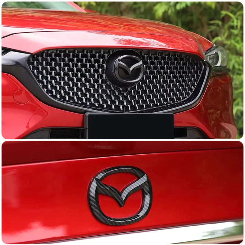 รถกระจังหน้าป้ายTrunkสัญลักษณ์สําหรับMazda 3 Axela Atenza 17-20 คาร์บอนไฟเบอร์ด้านหลังDecalอุปกรณ์เสริม