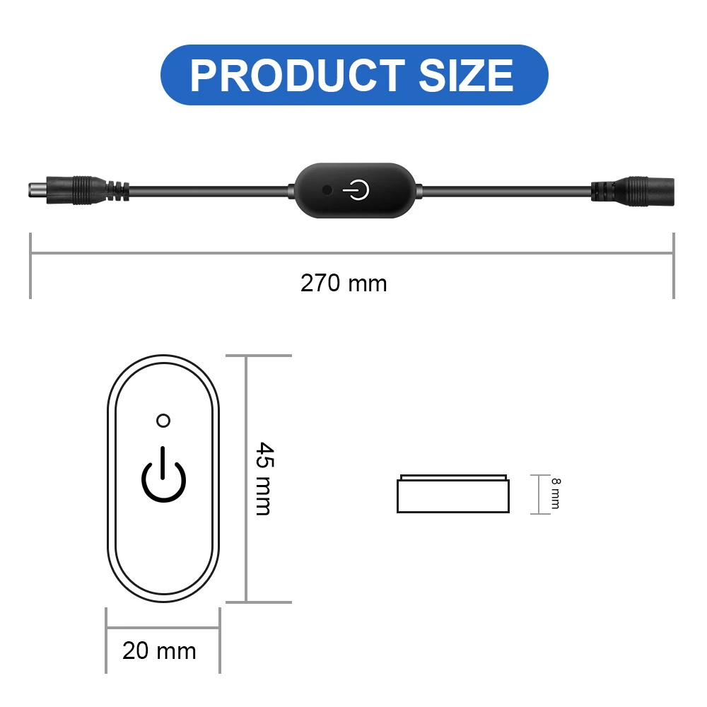 DC12V 5V 3A Luci a nastro LED Touch Dimmer Interruttore Luminosità Dimmer Funzione di memoria con spina DC per striscia LED COB 5050 SMD