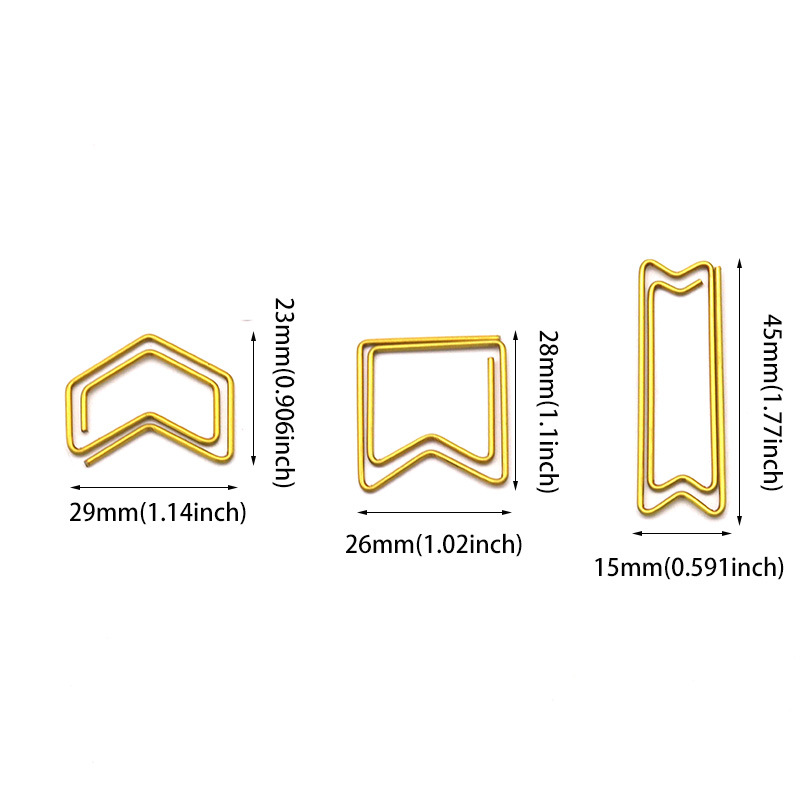Gold Geometric Shaped Paper Clip Arrow Shape Creative Metal Paperclip For Bookmark Planner Notebook Stationery Clip Decorative