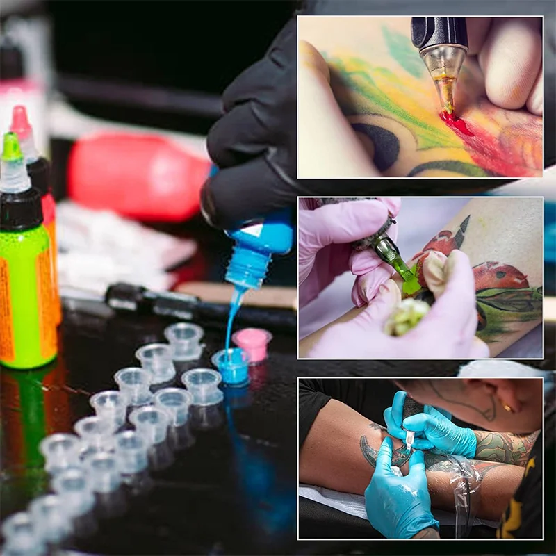 100 szt. Pojemników na tusz do tatuażu POSEIDON, plastikowe, przezroczyste, do makijażu permanentnego, akcesoria do tatuażu, pojemniki na tusz do tatuażu, akcesoria do tatuażu