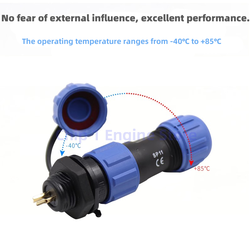 SP11 wasserdichter Luftfahrt-Stecker und Buchse, SP11 2/3/4/5-polige Kabel-Stumpfbuchse IP68