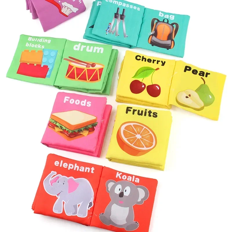 Libro de tela para bebé, juguete interactivo para padres e hijos, Educación Temprana, cognición Animal, desgarro, no roto, suave, 0-12M