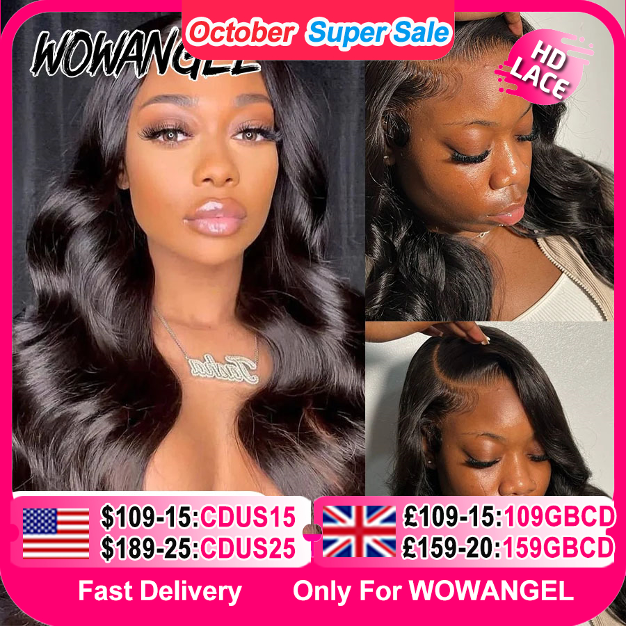 Wow Angel 13x6 HD Lace Front Wigs 250% Remy Hair Body Wave Human Hair Wigs HD Lace Wigs Pre Plucked Wear To Go Wigs for Women