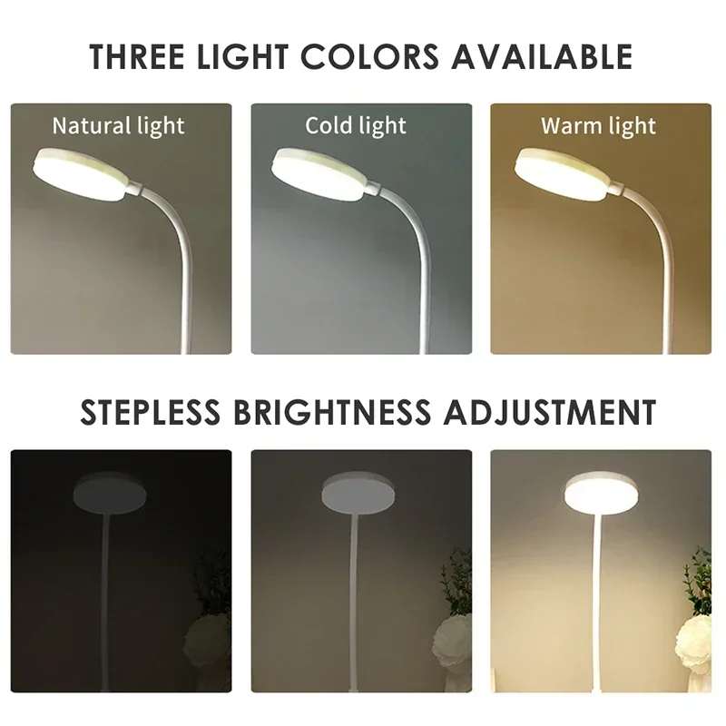 Portátil led lâmpada de mesa usb plug alimentado por bateria suporte luz 3 cores stepless escurecimento proteção para os olhos quarto lâmpada cabeceira