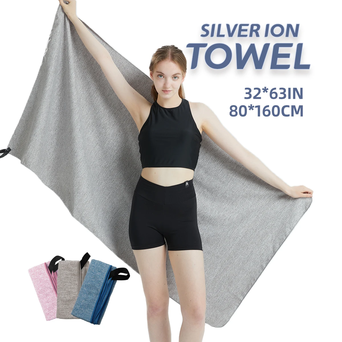 Toalla de microfibra de secado rápido para gimnasio, equipo de entrenamiento de secado rápido para sudor corporal, sin olor, iones de plata