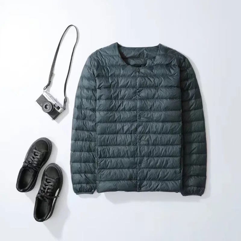2023 nouveau automne hiver 90% duvet de canard blanc léger emballable col rond Variable col en v hommes manteau doublure chaude doudoune
