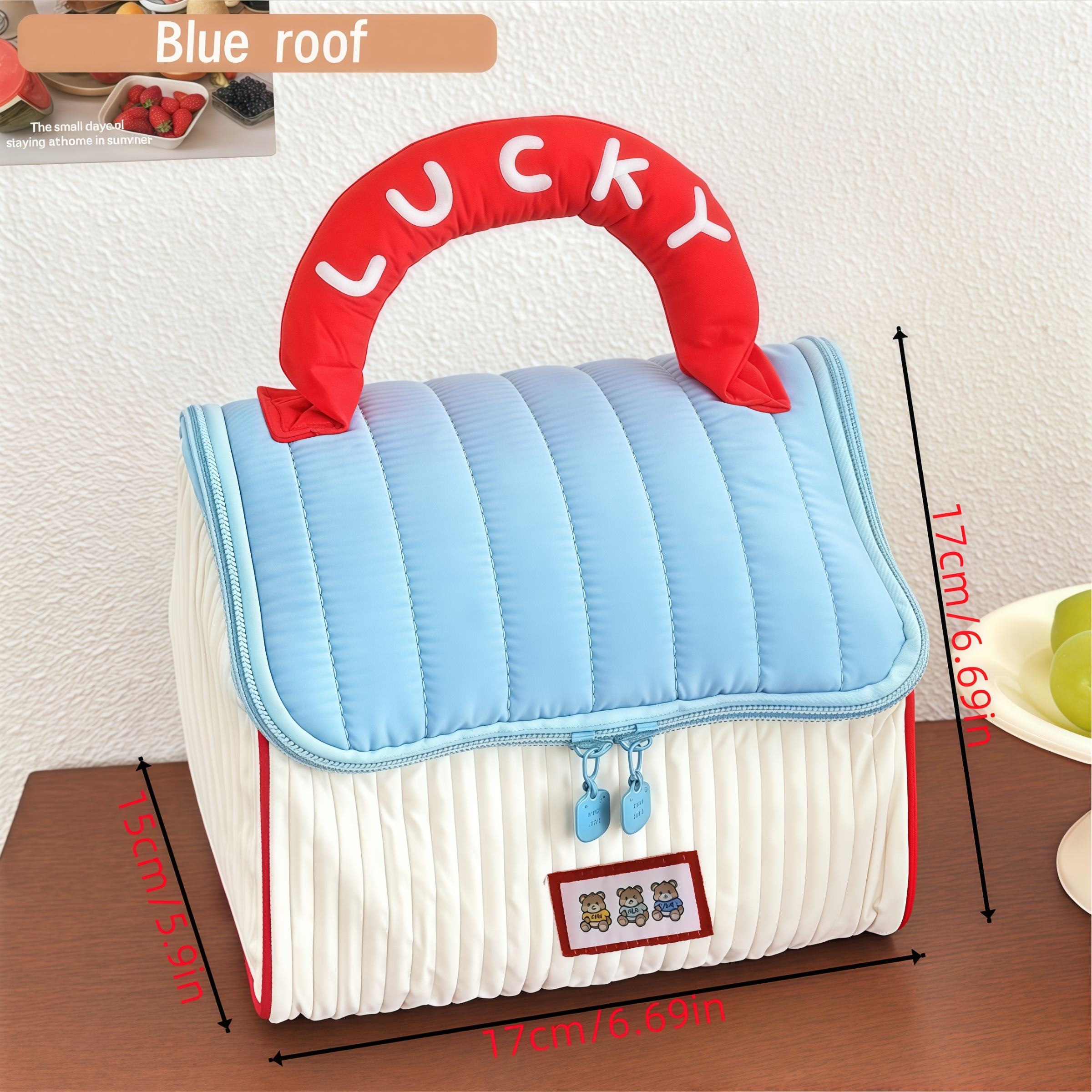 Cartoon pattern cute hut handbag girls large capacity cosmetic organizer portable handheld travel toiletry bag