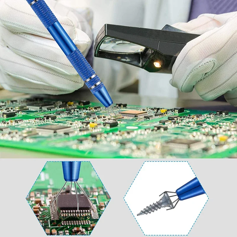 4-Klauen IC Chip Extractor Remover Tool Präzisionsteile Grabber Extractor Pick Up Puller für Reparaturwerkzeug für elektronische Komponentenmuttern