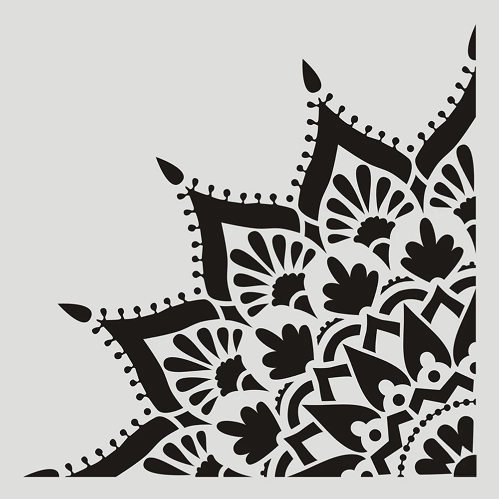 7นิ้ว1Pc 4ชิ้น/เซ็ต DIY Mandala แม่พิมพ์1/4ล้อวงกลมผนังสำหรับภาพวาดลายนูนกระดาษการ์ด Hollowed-Out ทำงานตกแต่ง