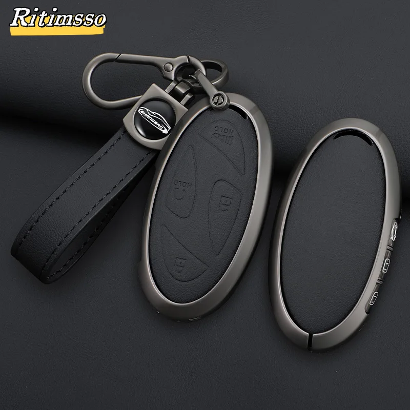 Funda para llave de coche de aleación + cuero, funda para llave, soporte Fob para nuevo Kona SX2 para Hyundai IONIQ 6, nuevo gran Premio GN7, accesorios para coche