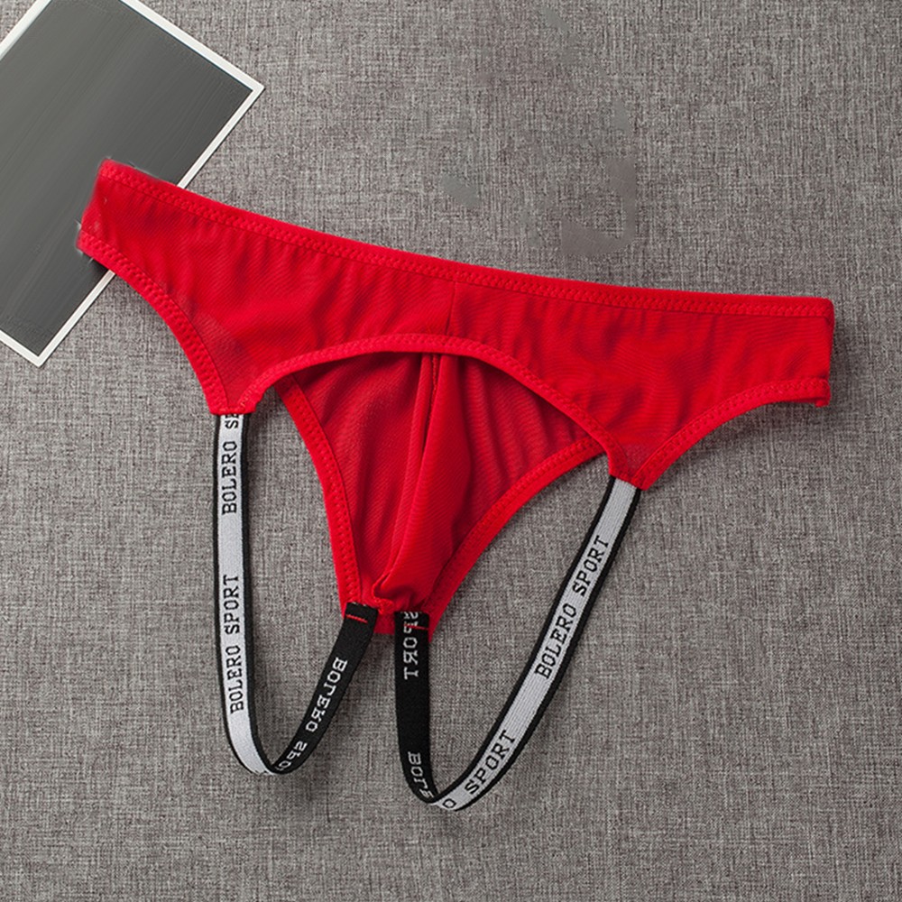 Men‘s Jock Strap Mesh Breathable Thongs Backless Open Crotch Pouch Jockstrap Briefs Thong Underwear Pump Man Underpants