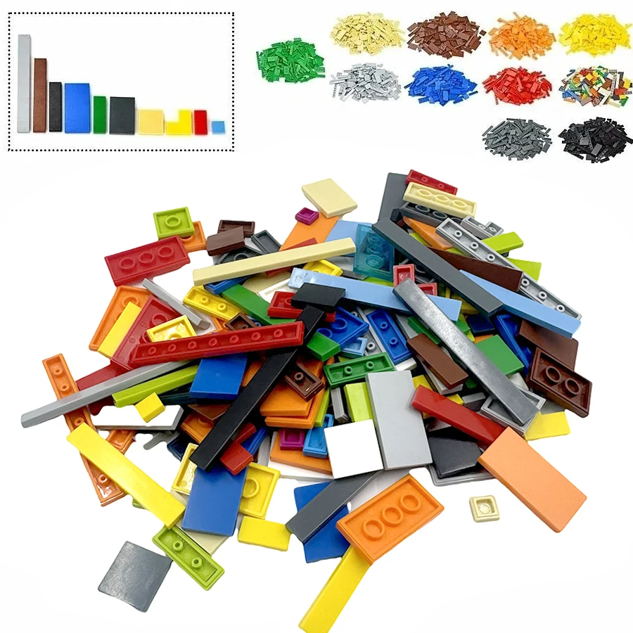 Blocs de construction lisses et fins, modèle MOC, pièces de jouets multicolores, figurines en vrac, briques à carreaux plats, jouets éducatifs pour enfants, 150 pièces