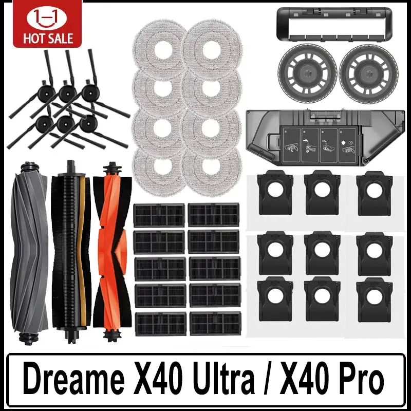 드리미 X40 울트라 / X40 프로 / L40 울트라 로봇 청소기 예비 부품 메인 사이드 브러시 걸레 천 HEPA 필터 먼지 봉투 액세서리