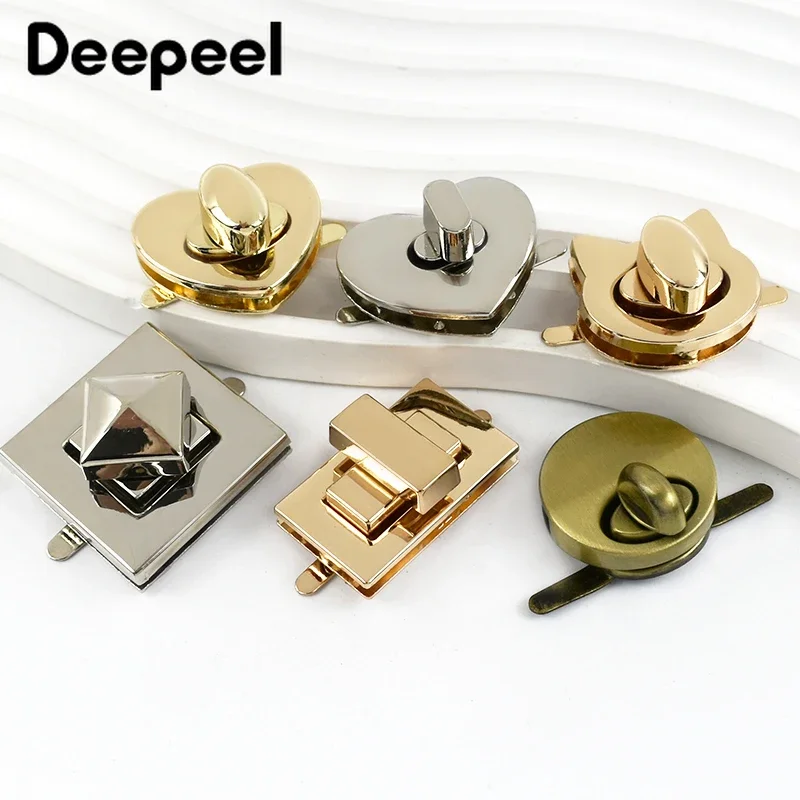 Deepeel 2Pcs Metal Lock Buckles for Women's Bags Turn Twist Locks Shoulder Bag Decor Closure Latch Clasp DIY Hardware Accessory