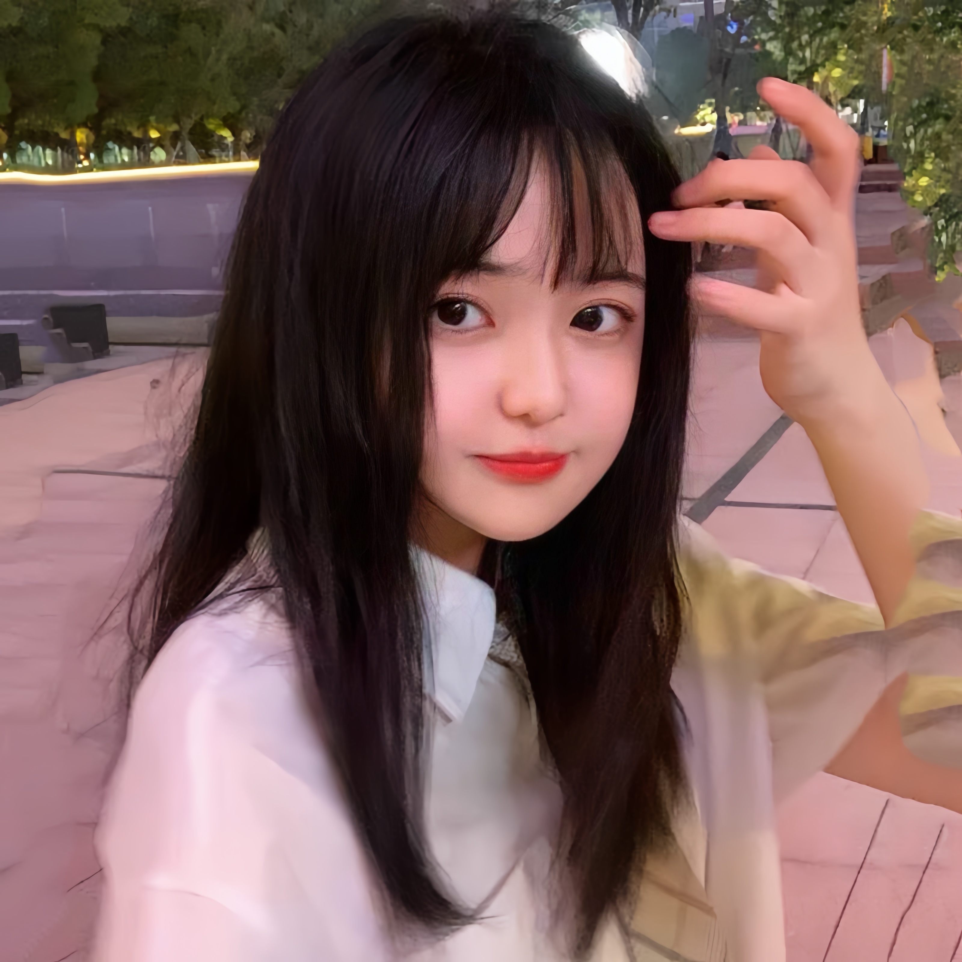 Modna kobieta może Qi może ukośne frędzle naprawiające temperament twarzy w długich prostych włosach BOBO peruka peruka z włókna syntetycznego