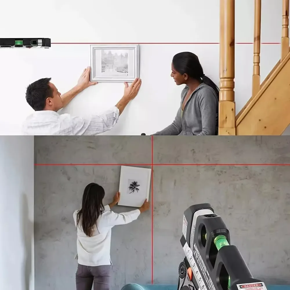 Ferramenta de linha de nível a laser multiuso kit de nível a laser padrão linha cruzada laser 8 pés fita métrica régua com tripé de metal