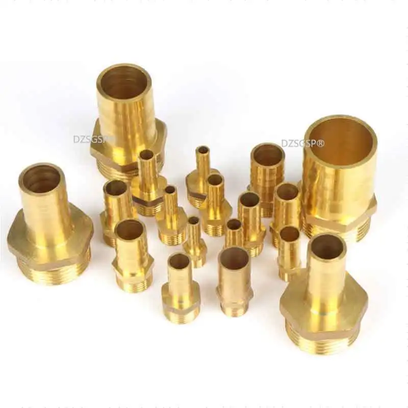 ท่อทองเหลือง 4 มม.6 มม.8 มม.10 มม.12 มม.19 มม.ท่อ Barb หาง 1/8 "1/4" 1/2 "3/8" BSP ตัวเชื่อมต่อชาย Joint ทองแดง Coupler Adapter