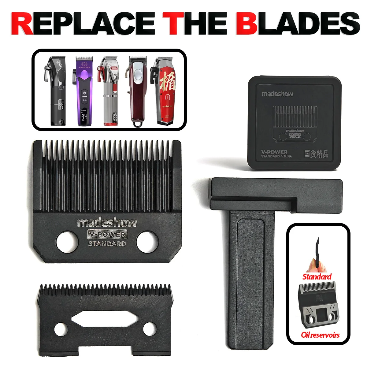 Cabezal de corte Original de repuesto Madeshow Kulilang G9C M5(F) M10+ R66 R77F cuchillas estándar cortadora de pelo cortadora de cuchillas de cerámica