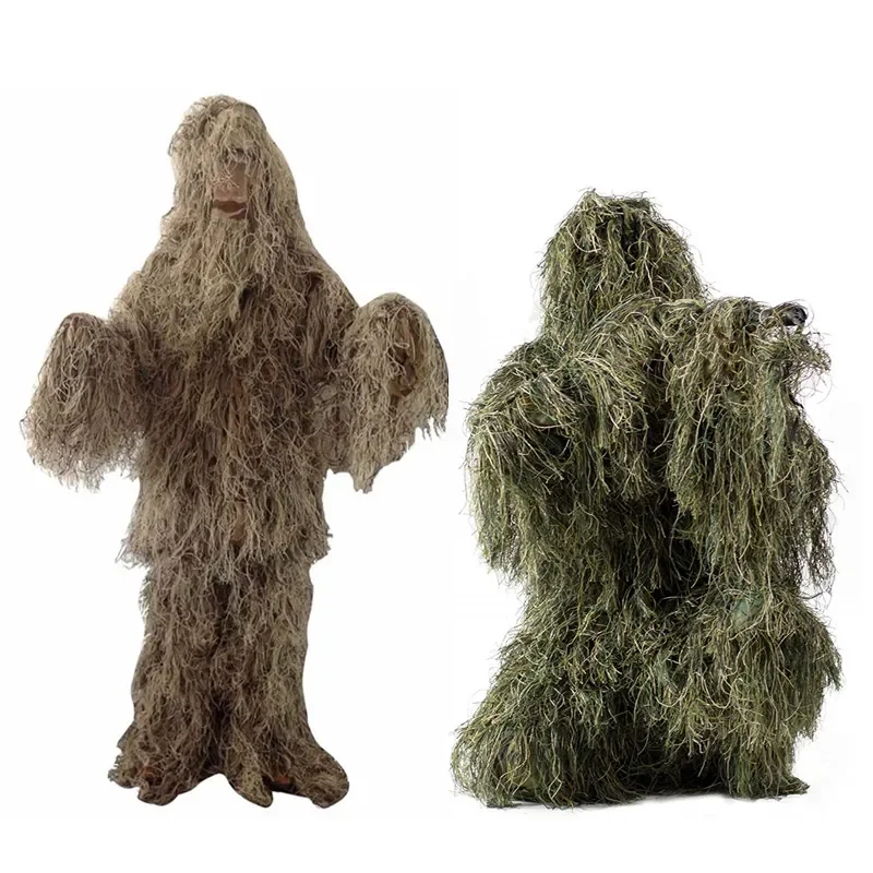 Traje de camuflaje Conjunto Ghillie de hierba marchita 3D, traje de caza de 5 piezas conjunto de traje de caza