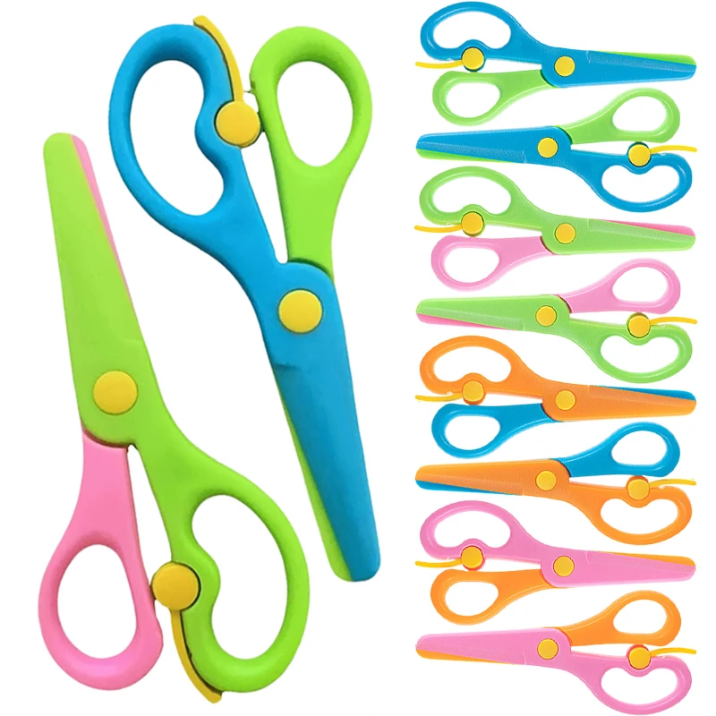Plastic Scissors Double Color Splicing Handmade DIY Safe Scissors Office Art Supplies Student Specific Paper Cuttings Tools TMZ