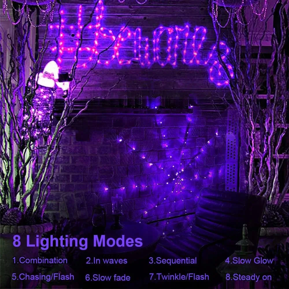 Halloween Spider Web String Lights Battery Powered Wall Lamp Horror Atmosphere Decoration Lights For Haunted House,Window,Party
