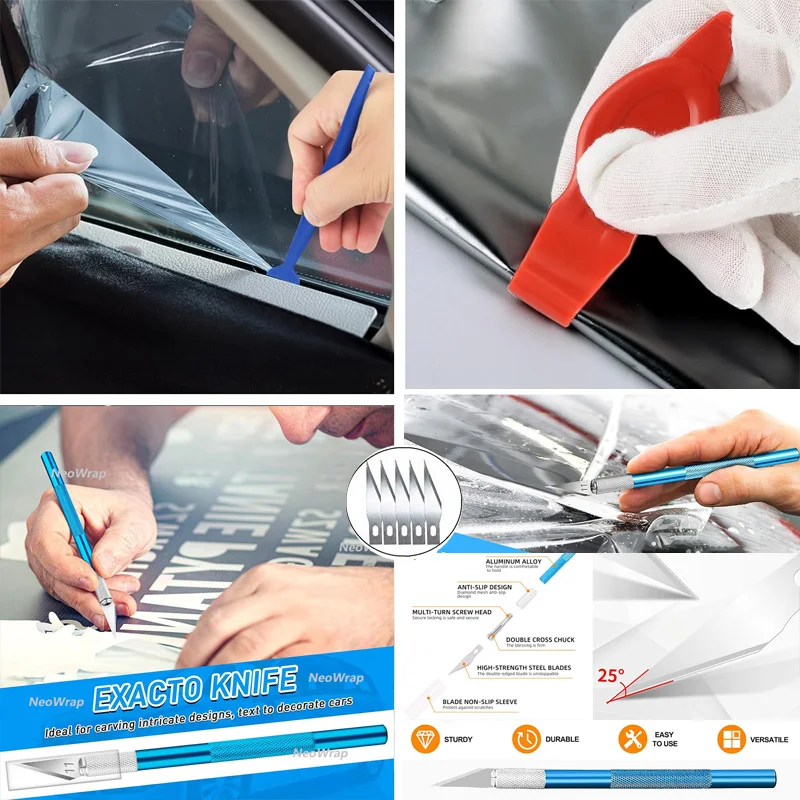 NeoWrap 10pcs Car Vinyl Wrap Tools Vinyl Scraper Film Squeegee Wrapping Spatulas Kit Precision Craft Knife Window Tinting Tools
