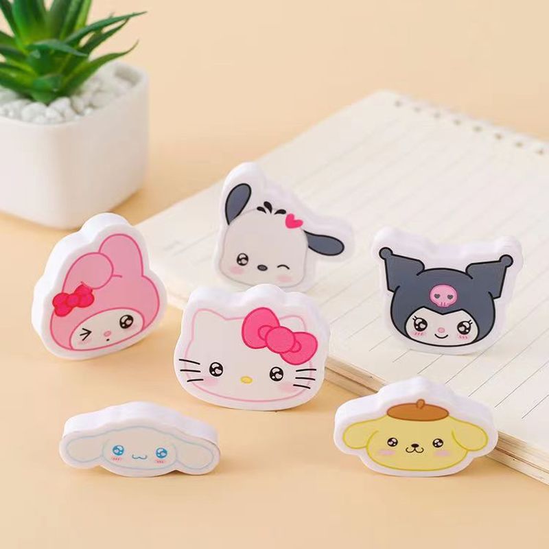 New Sanrio 30/60pcs 지우개 Kawaii 헬로 키티 Kuromi Cinnamoroll 펌핑 지우개 학생 문구 용품 어린이 장난감