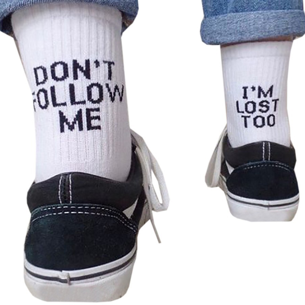 Frauen Männer Lustige Socken Harajuku Humor Wort Gedruckt Socken Kreative Hip Hop Straße Skateboard Unisex Crew Happy Socken