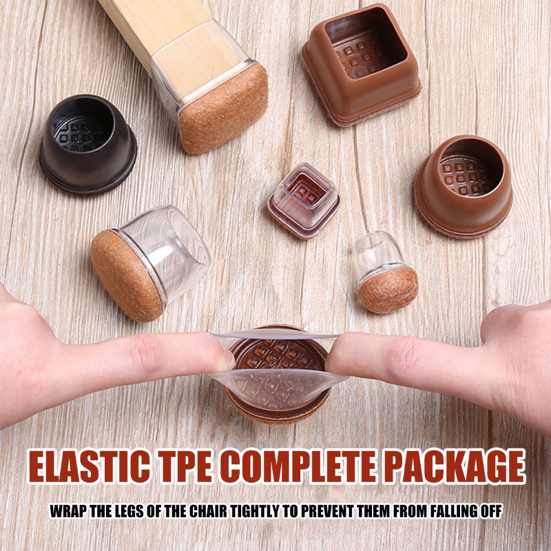 8 個 TPE シリコン椅子脚床プロテクター、フェルト付き、椅子脚キャップ、家具脚足保護カバー堅木張りの床を保護