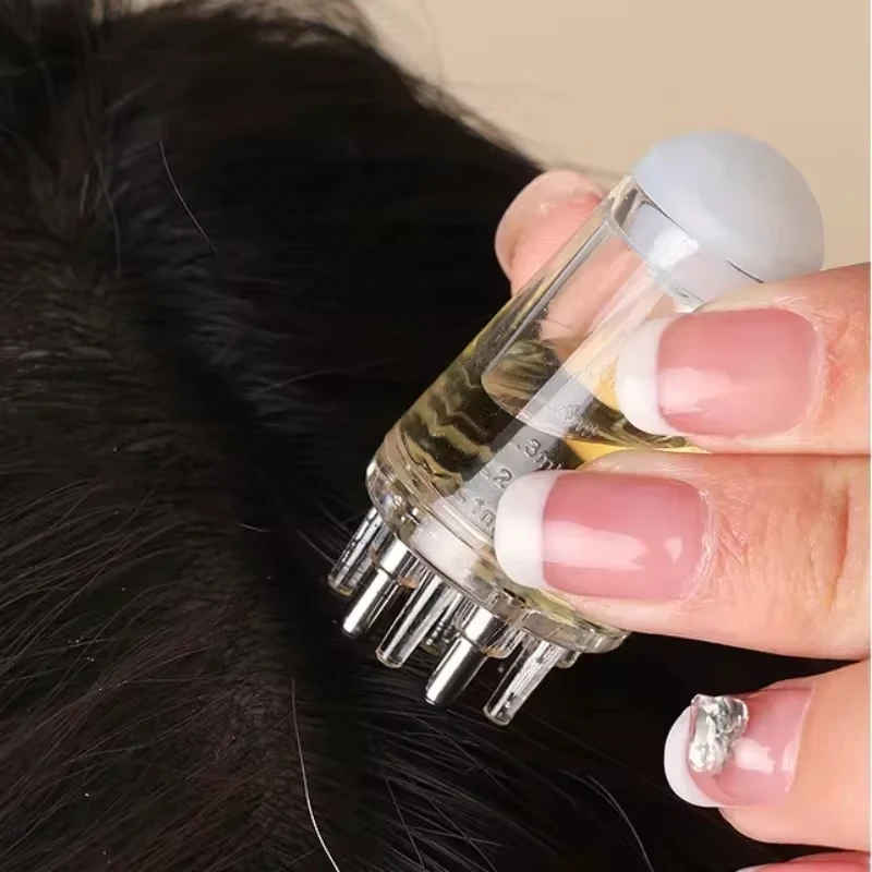 Pente de massagem para couro cabeludo com óleo essencial atualizado para crescimento capilar - cabeça aplicadora de 1ml, pente sólido anti-perda de cabelo com dispensador de medicamentos