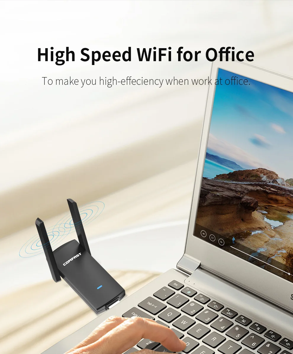 1900Mbps Cao Cấp 4 * PA USB3.0 Card Mạng Không Dây Máy Tính Wifi Tầm Xa 2 * 6dBi hỗ Trợ Ăng Ten Kali Linux
