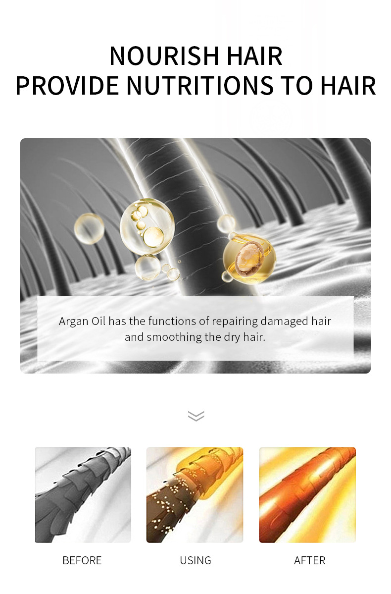 LAIKOU โมร็อกโก Hair Essential Argan Essence Oil Moisturizer Brightening Smooth Nourishing Repair ผมแห้งเสีย 60ml