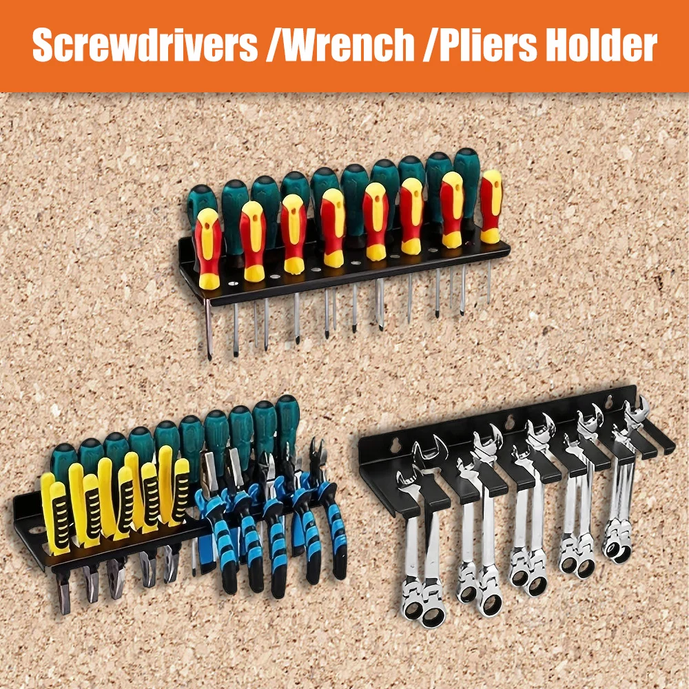Screwdriver Organizer Tool Holder Pliers Holder,Hammer Rack,Wrench Organizer Wall Mount Display Rack Rail Hardware Tool Storage