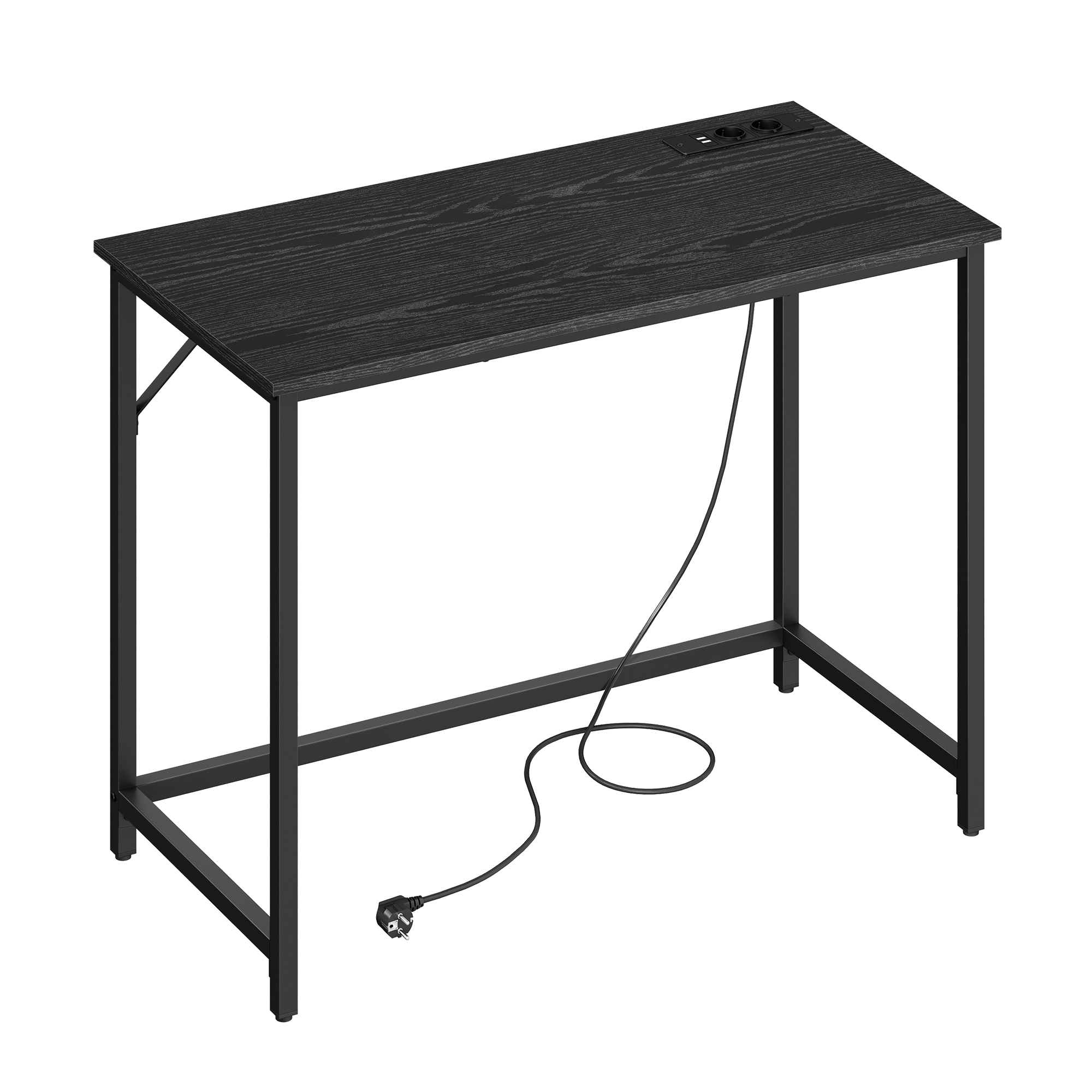 VASAGLE Bureau, speeltafel met LED-verlichting, stopcontacten, 50x100x76cm