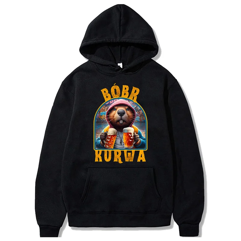 90s Cartoon Bobr Kurwa Grunge Hoodie Funny Kurwa Bober Mange Sweatshirt Harajuku Y2k Hooded Men Women Fashion Streetwear Clothes