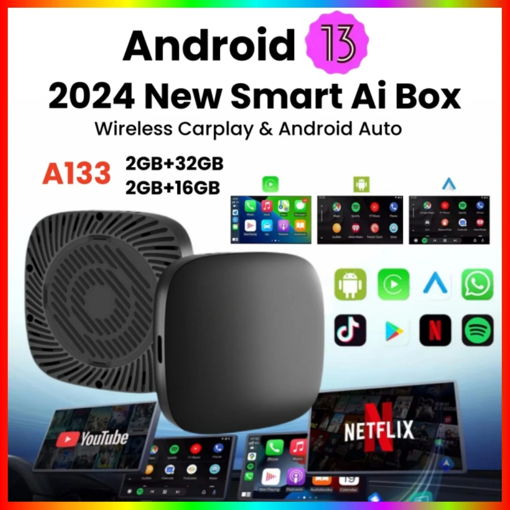 안드로이드 13 Carplay AI 박스 무선 Carplay 안드로이드 자동 WiFi 지원 닛산 폭스바겐 도요타 마즈다 현대 포드 MG 용 Netflix 유튜브