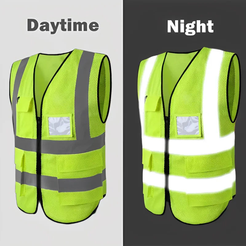 ปรับสะท้อนแสง Highlight Security เสื้อกั๊กความปลอดภัยการมองเห็นสูง Traffic Night กลางแจ้งสําหรับวิ่งขี่จักรยานกีฬา