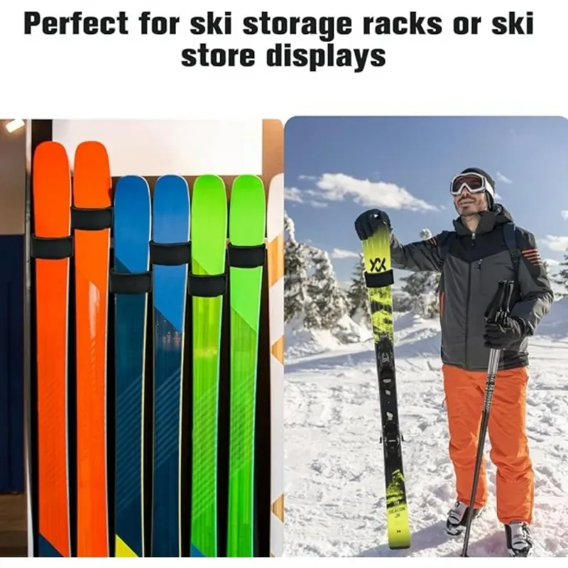 Nylon Ski Straps Adjustable Portable Fastener Tape Hook and Loop Ski Fixing Wraps Adjustable Snowboard Nylon Strap Ski Accessary