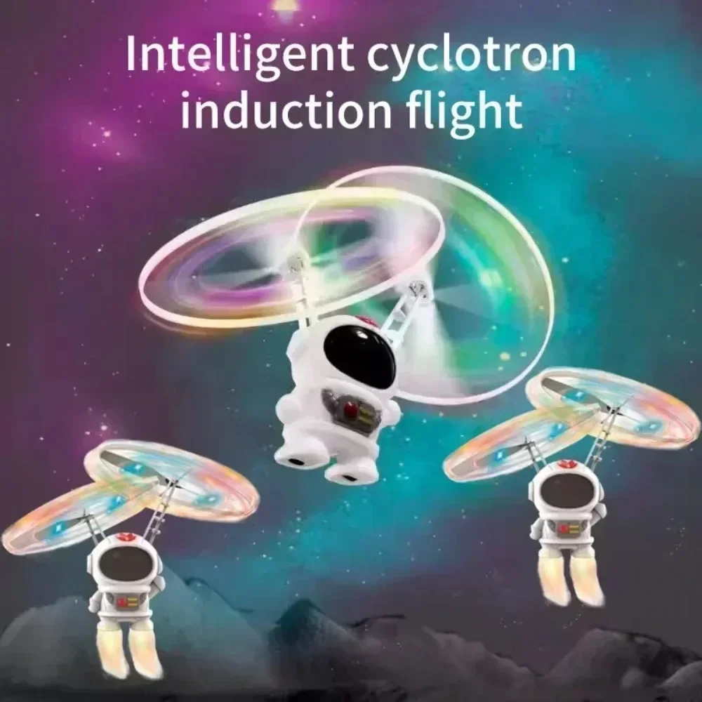 Levitating Luminous Flying Robot นักบินอวกาศของเล่นเครื่องบินควบคุมด้วยมือ Drone Interactive พร้อมไฟของเล่นกลางแจ้งสําหรับของขวัญเด็ก