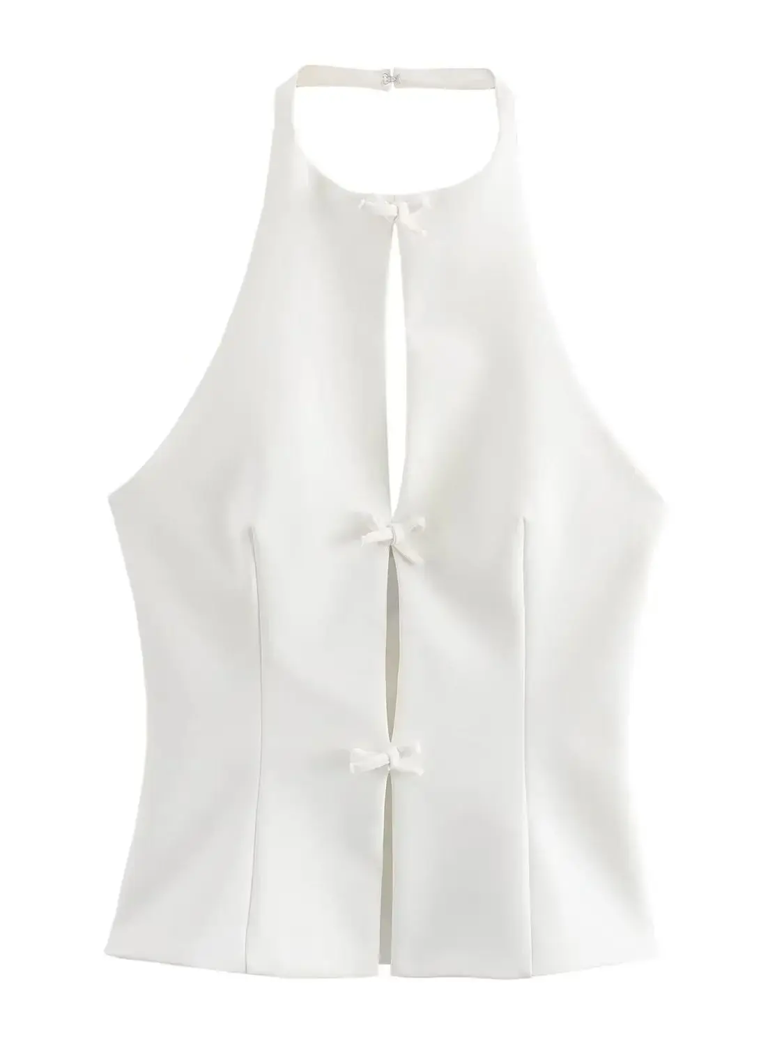 XNWMNZ-Top con cuello halter y lazos para mujer, Top versátil con espalda descubierta y recortes, moda 2024