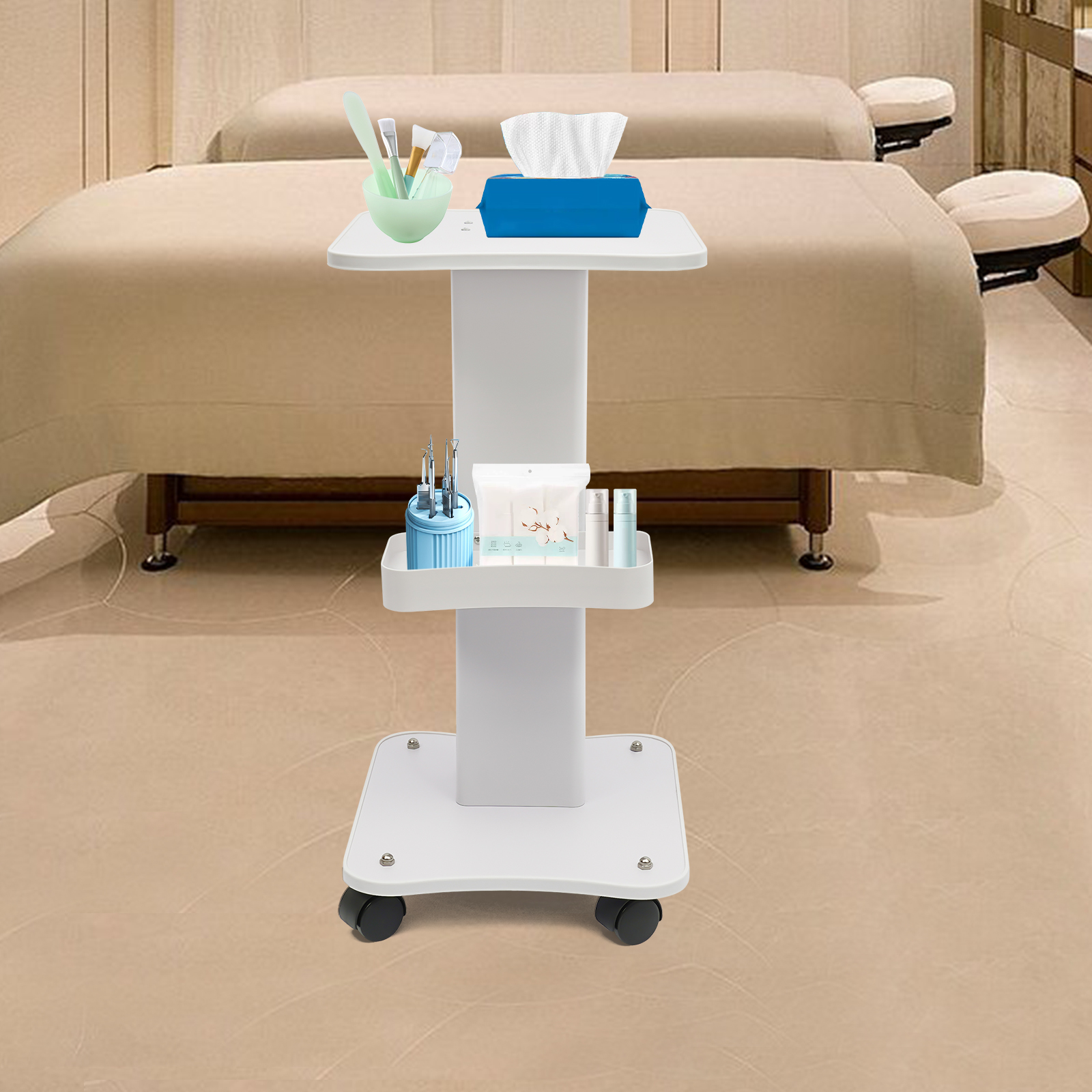 Multifunctional Beauty Hairdressing Instruments Rolling Utility Cart With 4 Wheels Multi Purpose Storage Rack Max Load 40 88Lbs