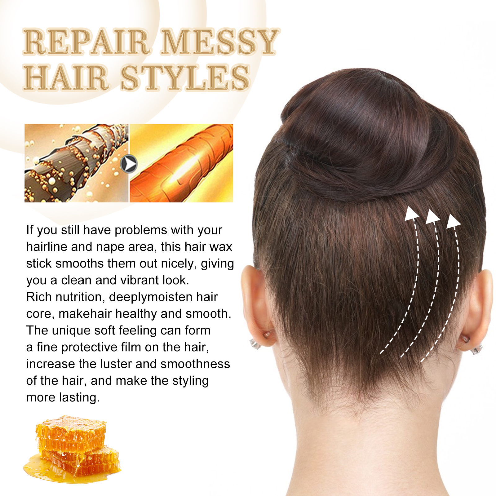 EELHOE ヘアワックススティック長期的なホールドジェルクリームスタイリング髪縮れ固定ふわふわ壊れ毛飛び去るエッジ縮れヘアワックス