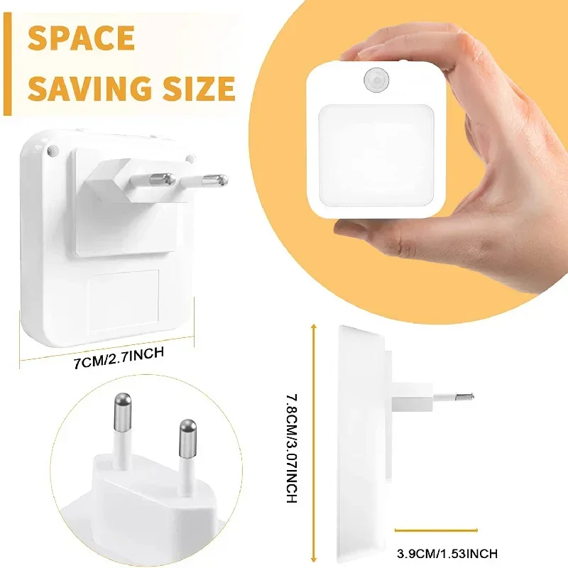 Luz noturna sensor de movimento com luz led plugue da ue lâmpadas luz noturna infantil sem fio lâmpada noturna para mesa de cabeceira quarto