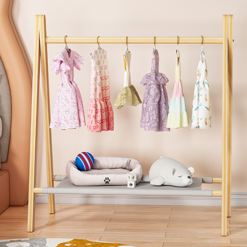 Pet floor hanger dog wardrobe solid wood puppy cat wardrobe coat rack dog hanger small clothes storage rack