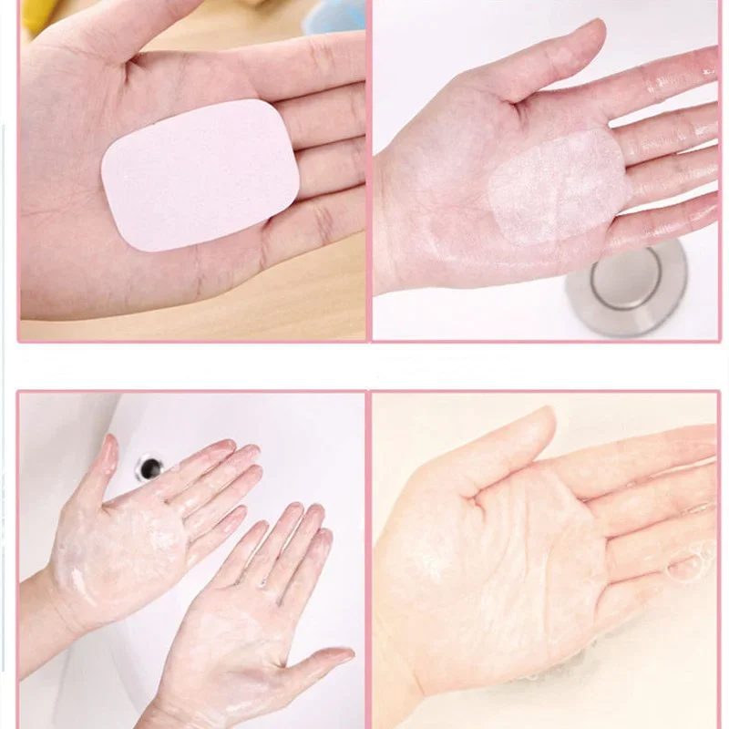60/100 PCS Soap Paper Portable Hand Washing Slice Sheets Bath Travel Scented Foaming Soap Bath Clean Soap Tablets Bathroom