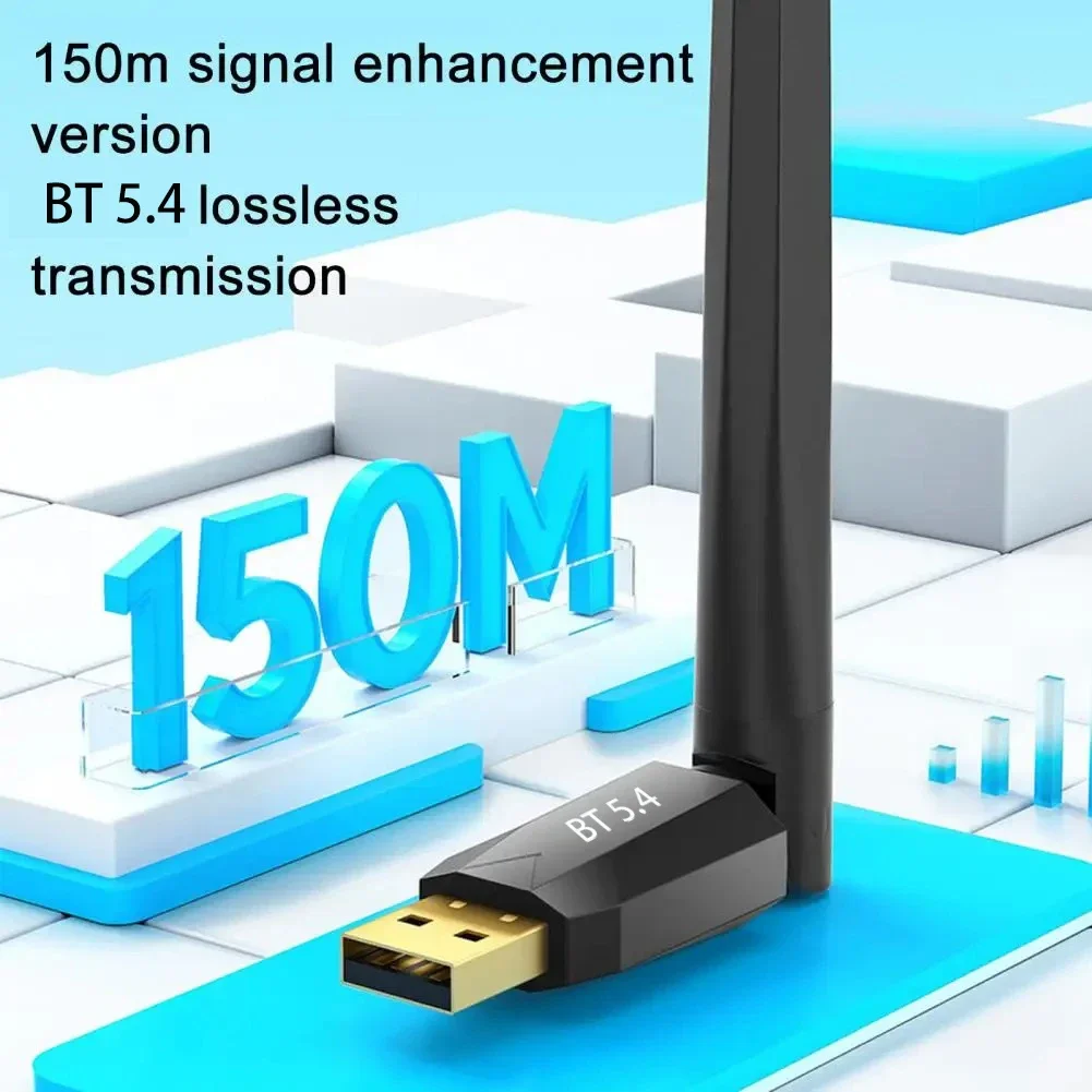 150M Bluetooth 5.4 USB Dongle Driver Free for Win11/10/8.1 Mouse Keyboard Audio Receiver Transmitter
