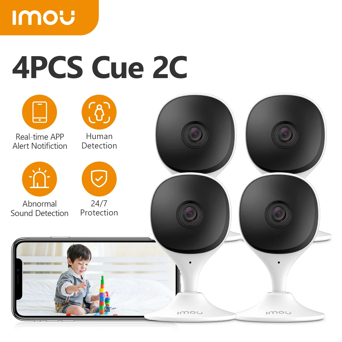 4 Uds IMOU cámara de seguridad interior Wi-Fi IP vigilancia de seguridad sistema inteligente con visión nocturna Monitor de bebé cámara de bebé