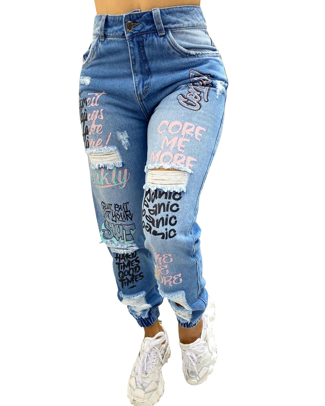 Mulheres denim jeans comprimento do tornozelo impressão buracos lápis calças bolsos lavagem magro básico zíper voar primavera plana leve estiramento